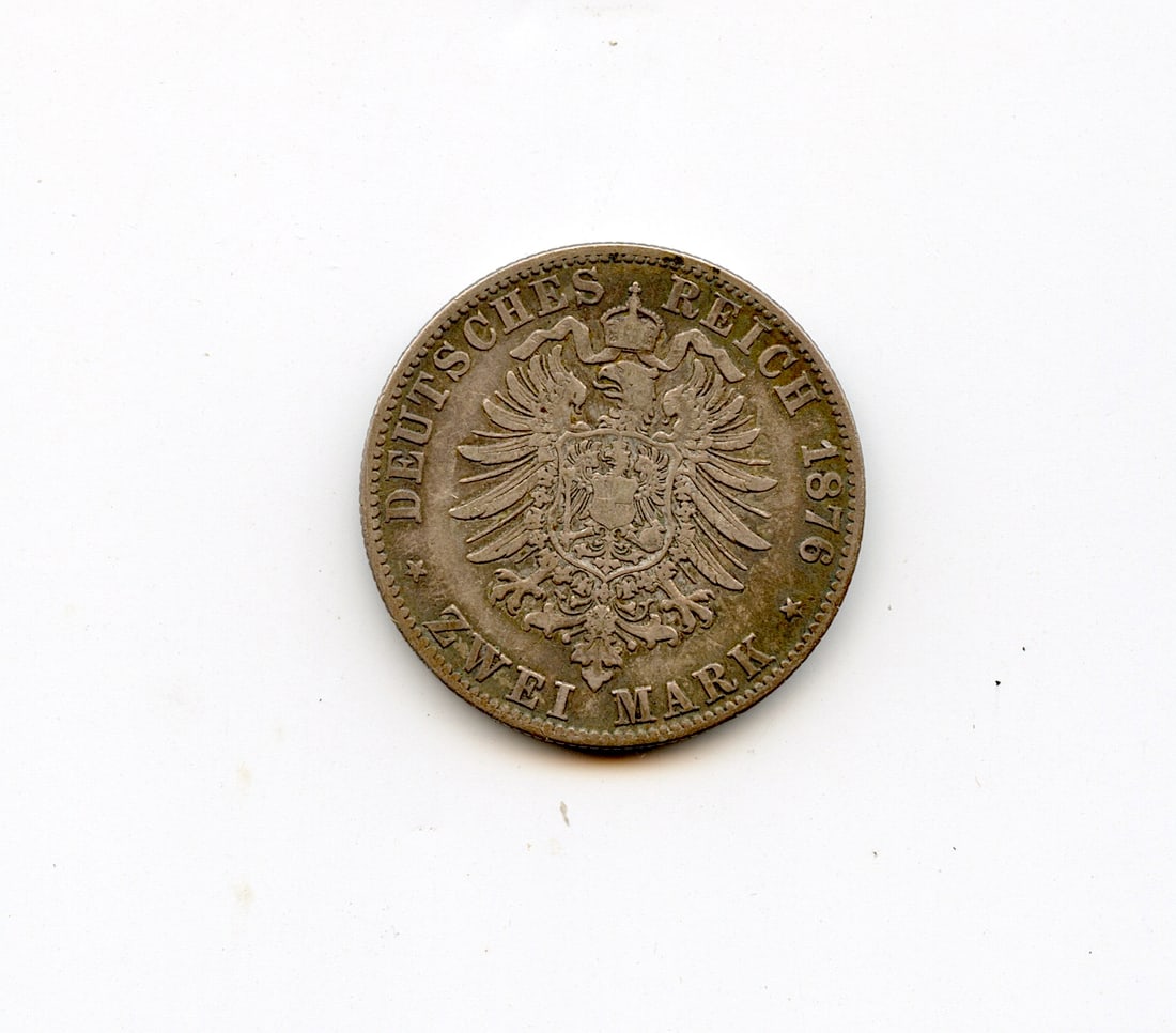 Scarce Silver Coin Collectors 1876 german States Prussia 5 Mark (1 of 2)