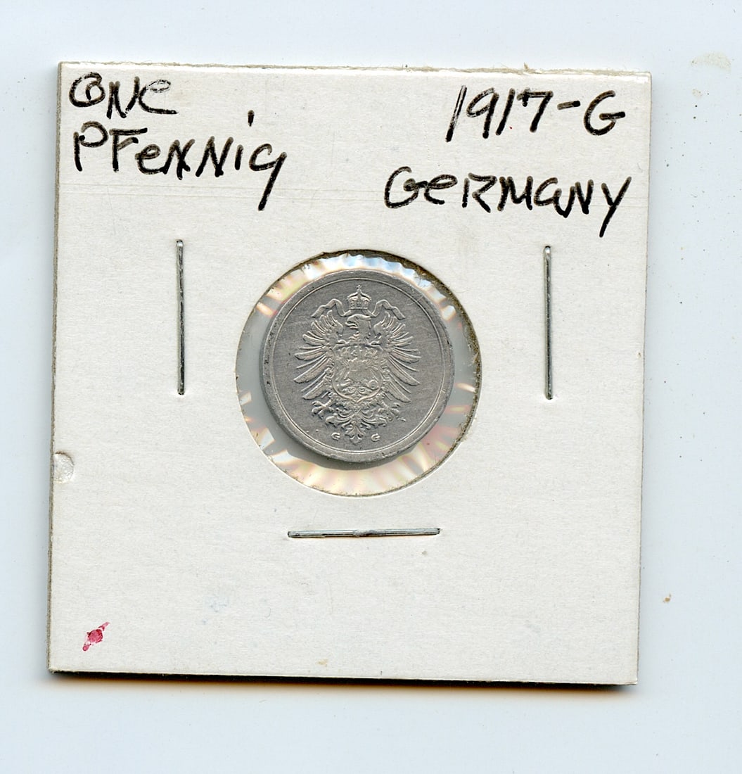 Scarce Silver Coin Collectors Germany 1 Pfennig 1917-G (1 of 2)