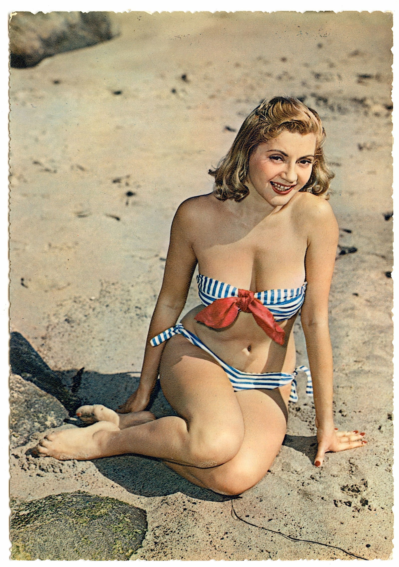 Original Scarce Postcard Pin Up Model 1950s Color Litho. (1 of 2)