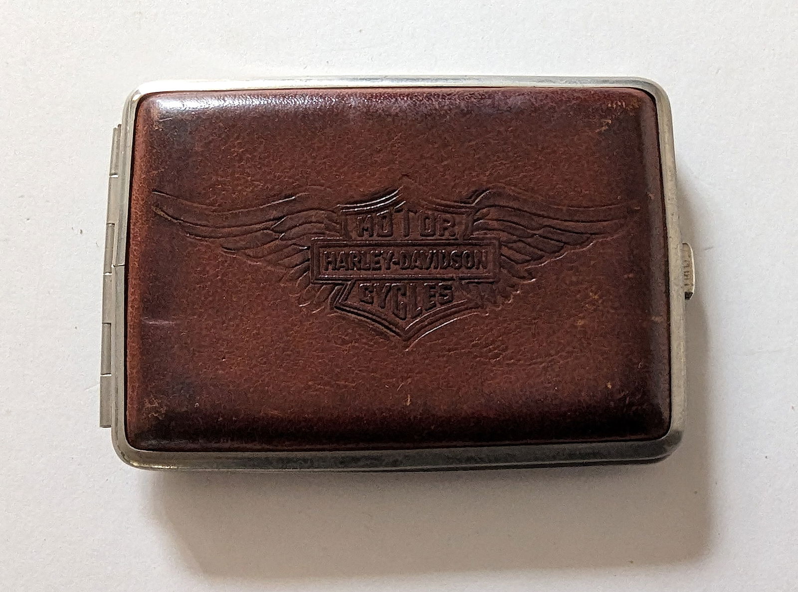 Used  HARLEY DAVISON Motor Cycle Cigarette Case Leather Germany (1 of 4)