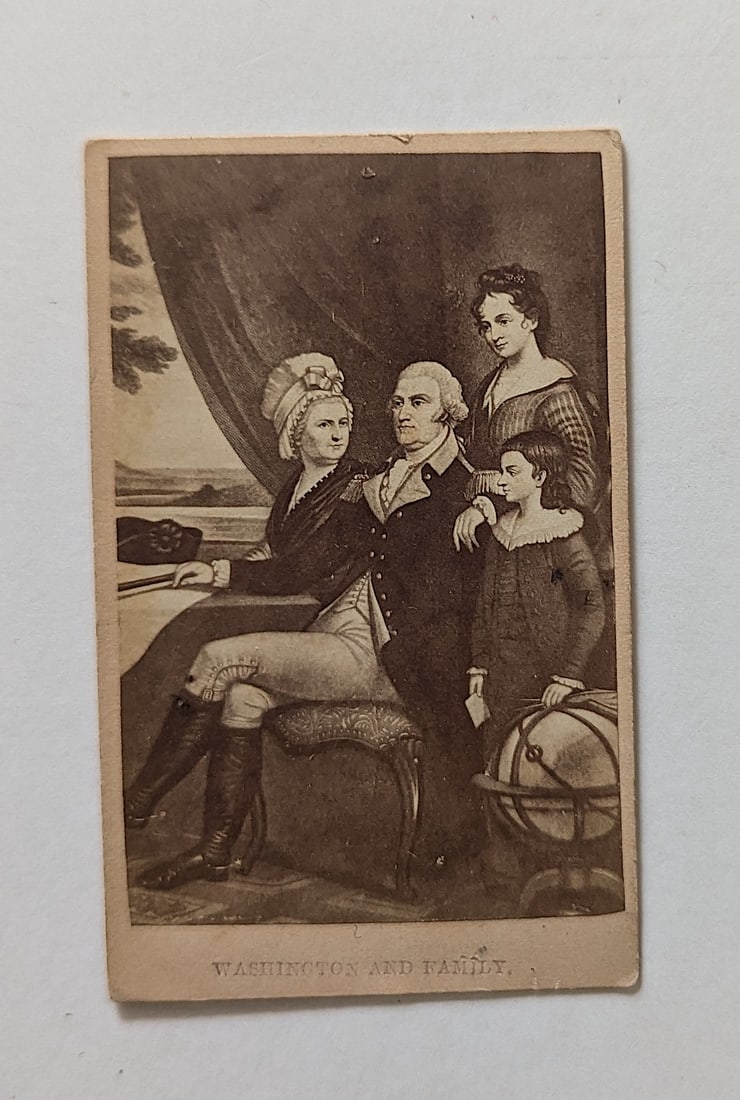 Antique CDV 1800's George Washington and Family Mt Vernon: Provenance from a PBC Collector. The dimensions of a CDV are Approx. 4" x 2.5". We have included quality scans to show it's actual condition. This lot is located in Boca Raton, Fl and its shipment wil