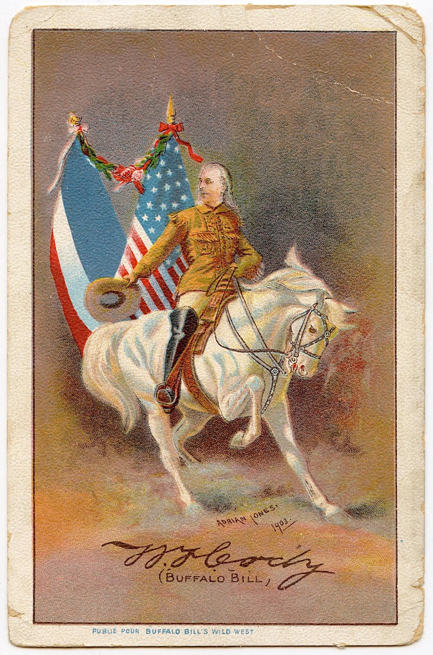 Antique Vintage Rare Postcard Buffalo Bill, 1903 (1 of 2)