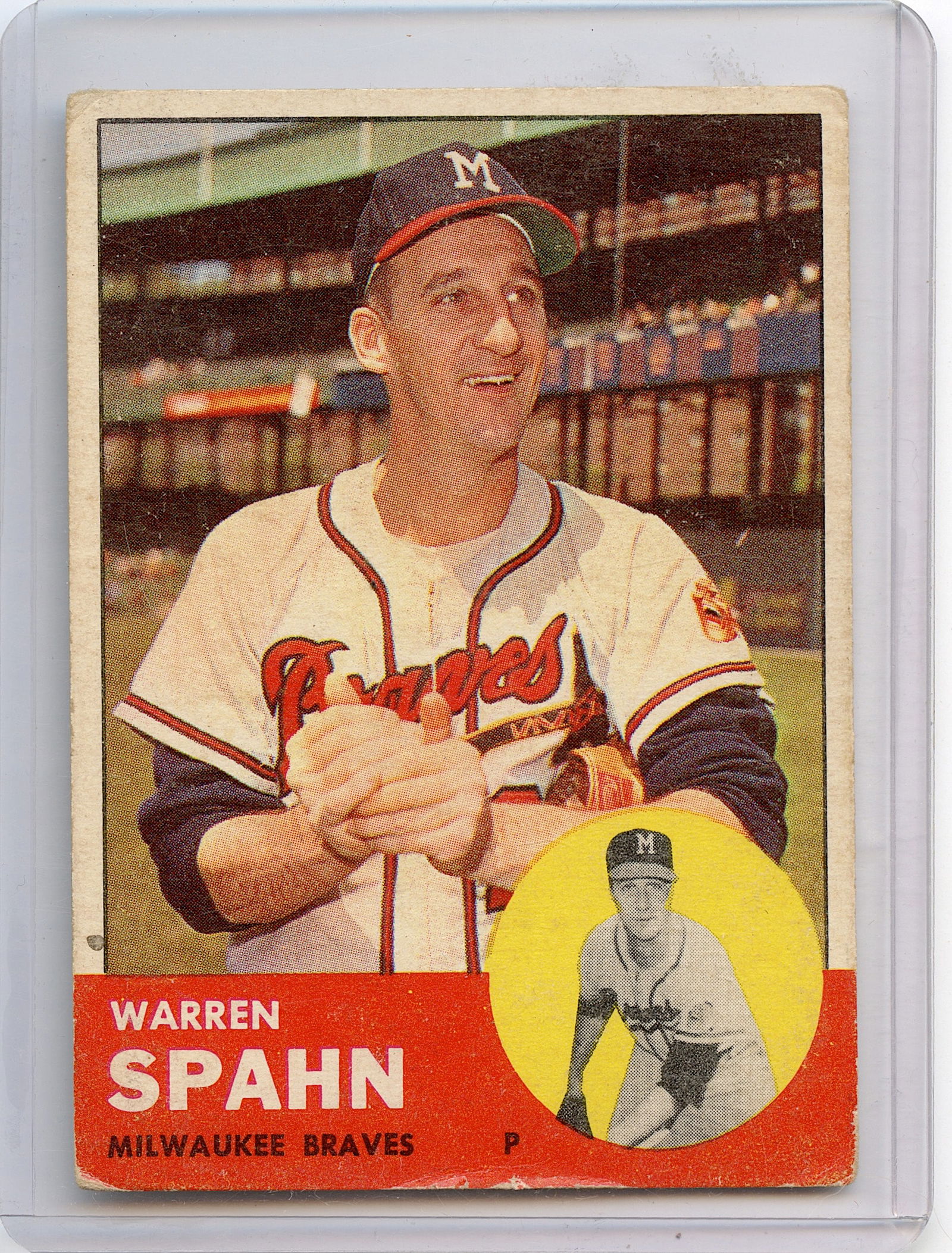 1963 Topps #320 Warren Spahn Braves (1 of 2)