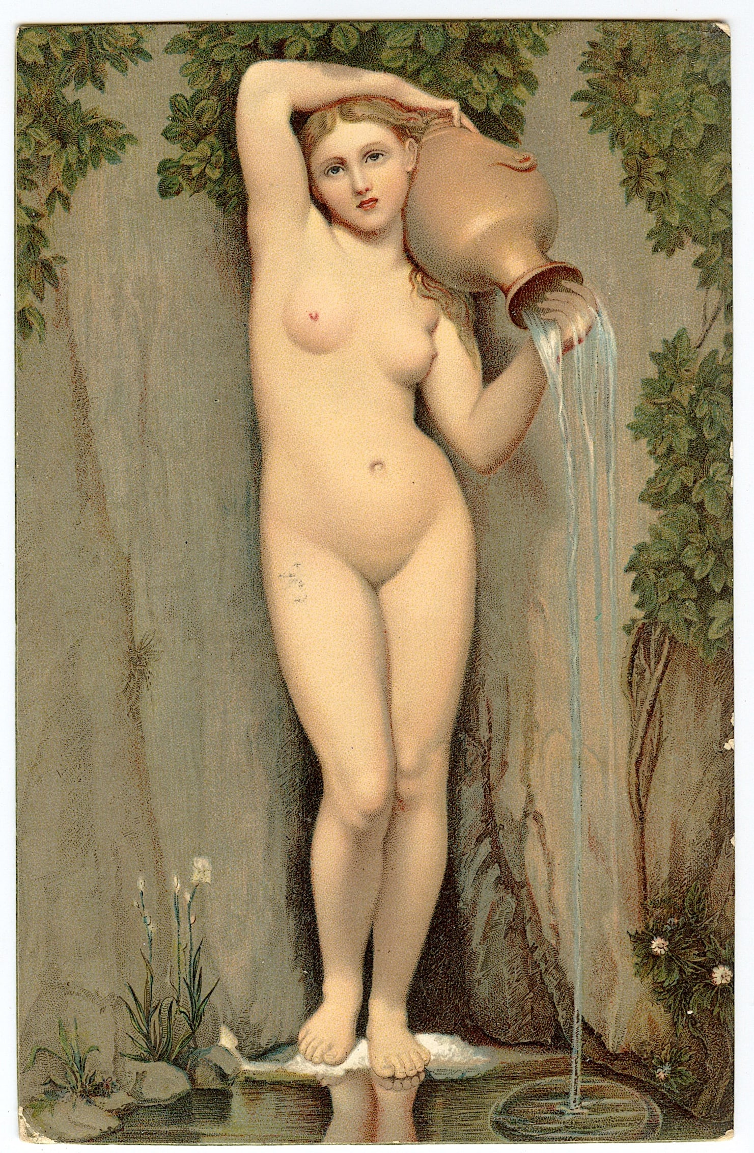 Antique Vintage Postcard with Artistic Female Nude / Erotic: Provenance from a collector in RI. Antique postcards measures in average Approx. 3.5" x 5.5". We have included quality scans to show it's actual condition. This lot is located in Boca Raton, Fl and it