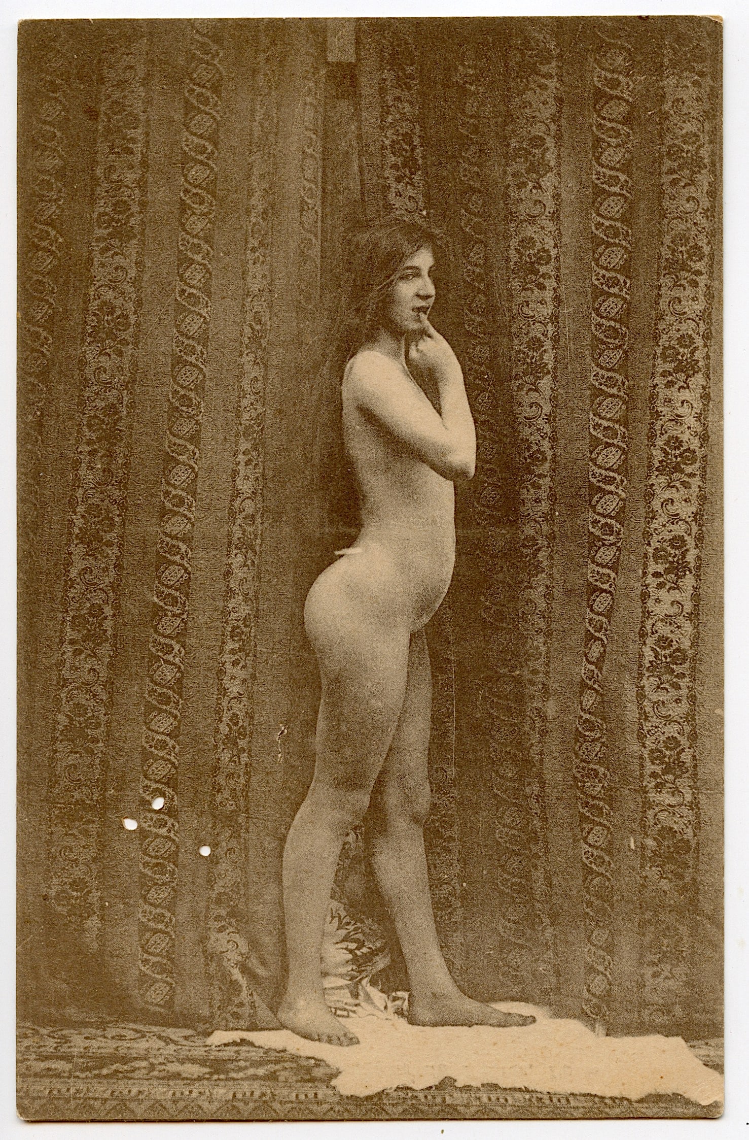 Antique Vintage Postcard with Artistic Female Nude / Erotic: Provenance from a collector in RI. Antique postcards measures in average Approx. 3.5" x 5.5". We have included quality scans to show it's actual condition. This lot is located in Boca Raton, Fl and it