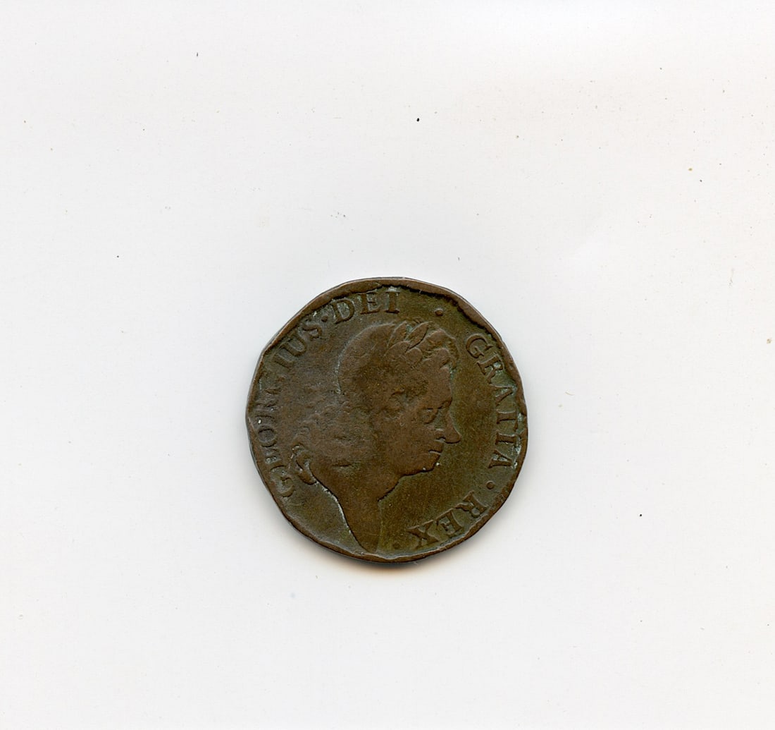 Antique Original Wood's Hirbenia Coinage 1723: The type intended for Ireland had a seated fifure with a harp on the reverse side and the word HIBERNIA. Denominations struck were halfpenny and farthing with dates 1722, 1723 and 1724. Hibernia coins
