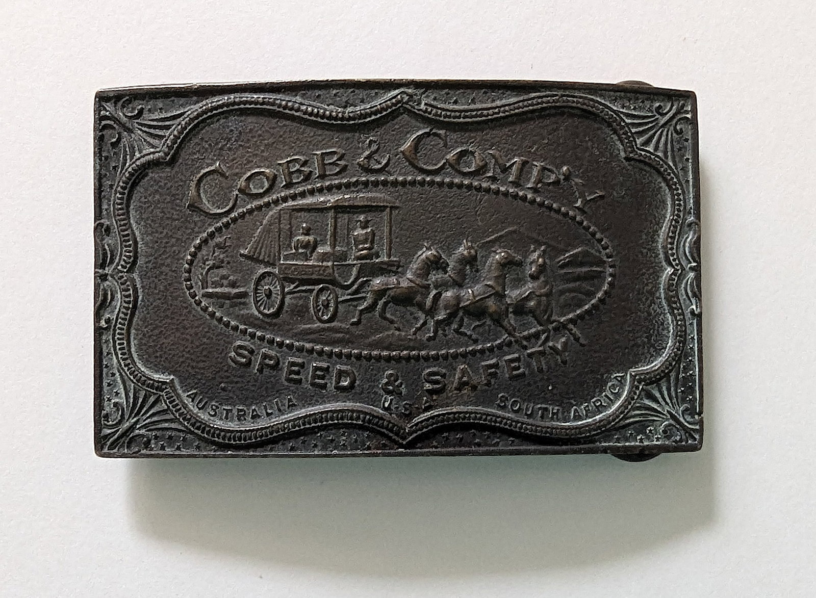 Vintage Tiffany New York Cobb & Co. Belt Buckle: The dimensions are Approx. 2.5" x 4". Provenance from a PBC Collector. We have included quality scans to show it's actual condition. This lot is located in Boca Raton, Fl and its shipment will be made