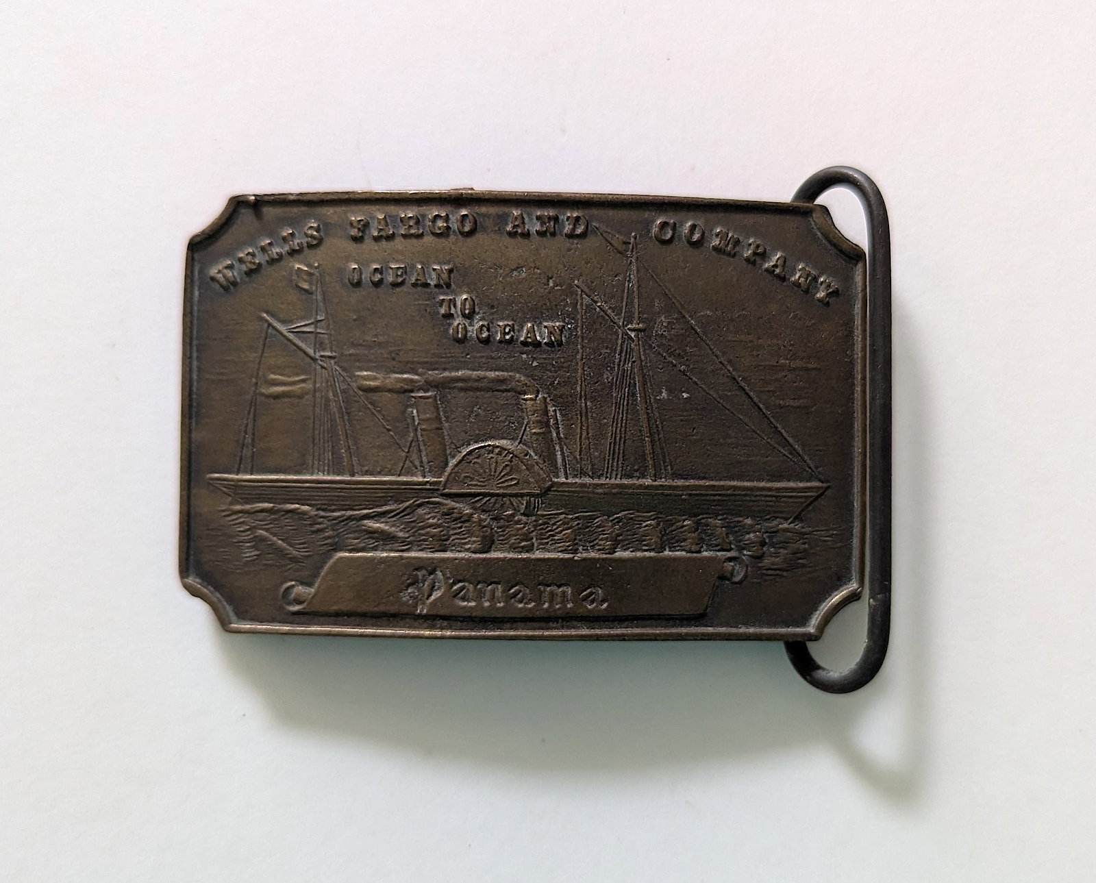 Vintage Tiffany N. Y. Wells Fargo Prometheus Belt Buckle: The dimensions are Approx. 2.5" x 3.75". Provenance from a PBC Collector. We have included quality scans to show it's actual condition. This lot is located in Boca Raton, Fl and its shipment will be m