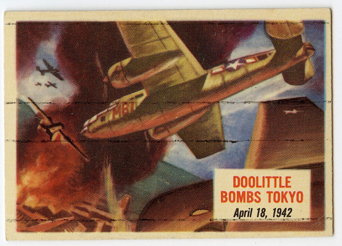 Original 1954 Topps Scoop Card #34 US Air Force Bombs Tokyo (1 of 2)