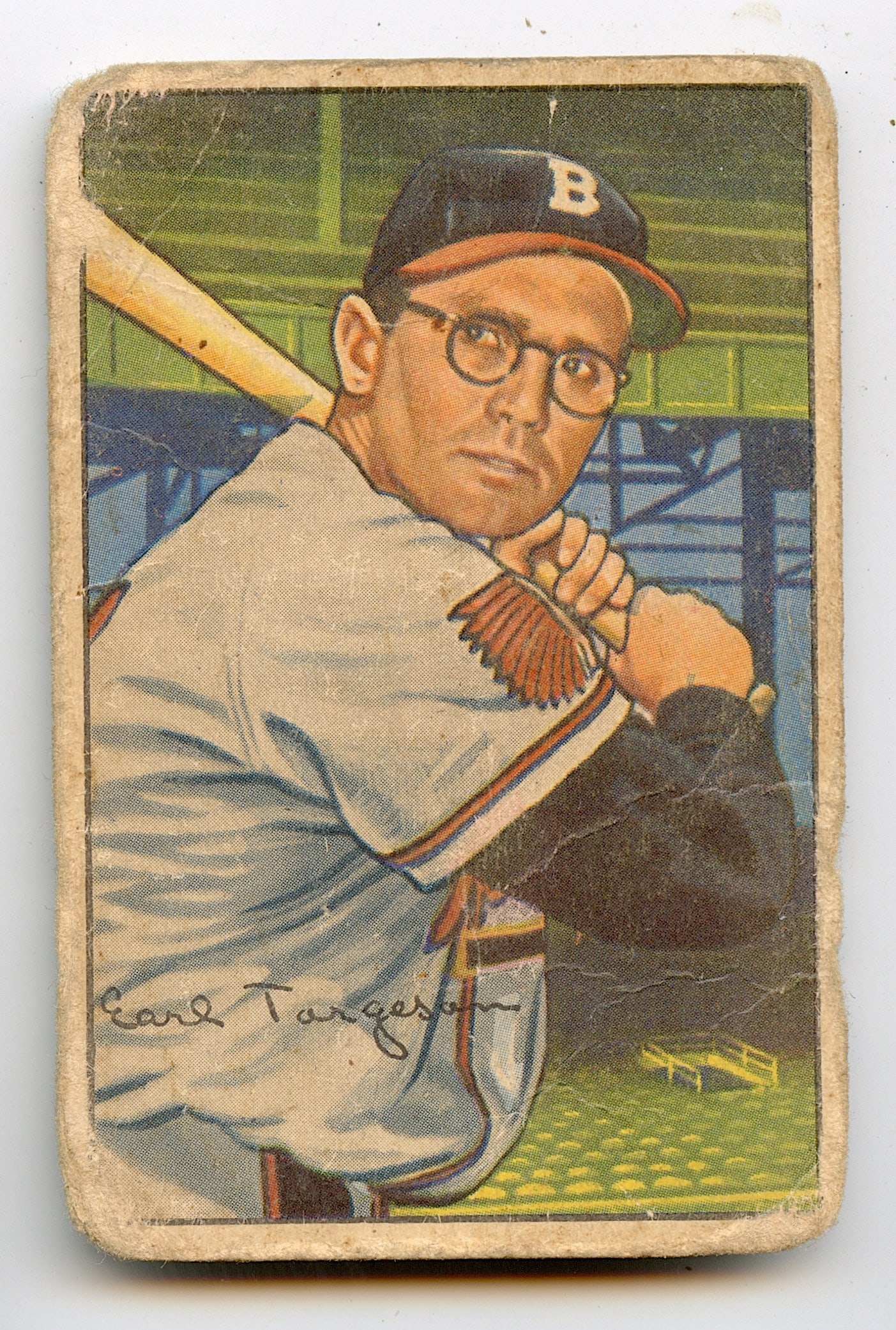 1952 Bowman Baseball Card # 72 Earl Torgeson - Boston Braves (1 of 2)