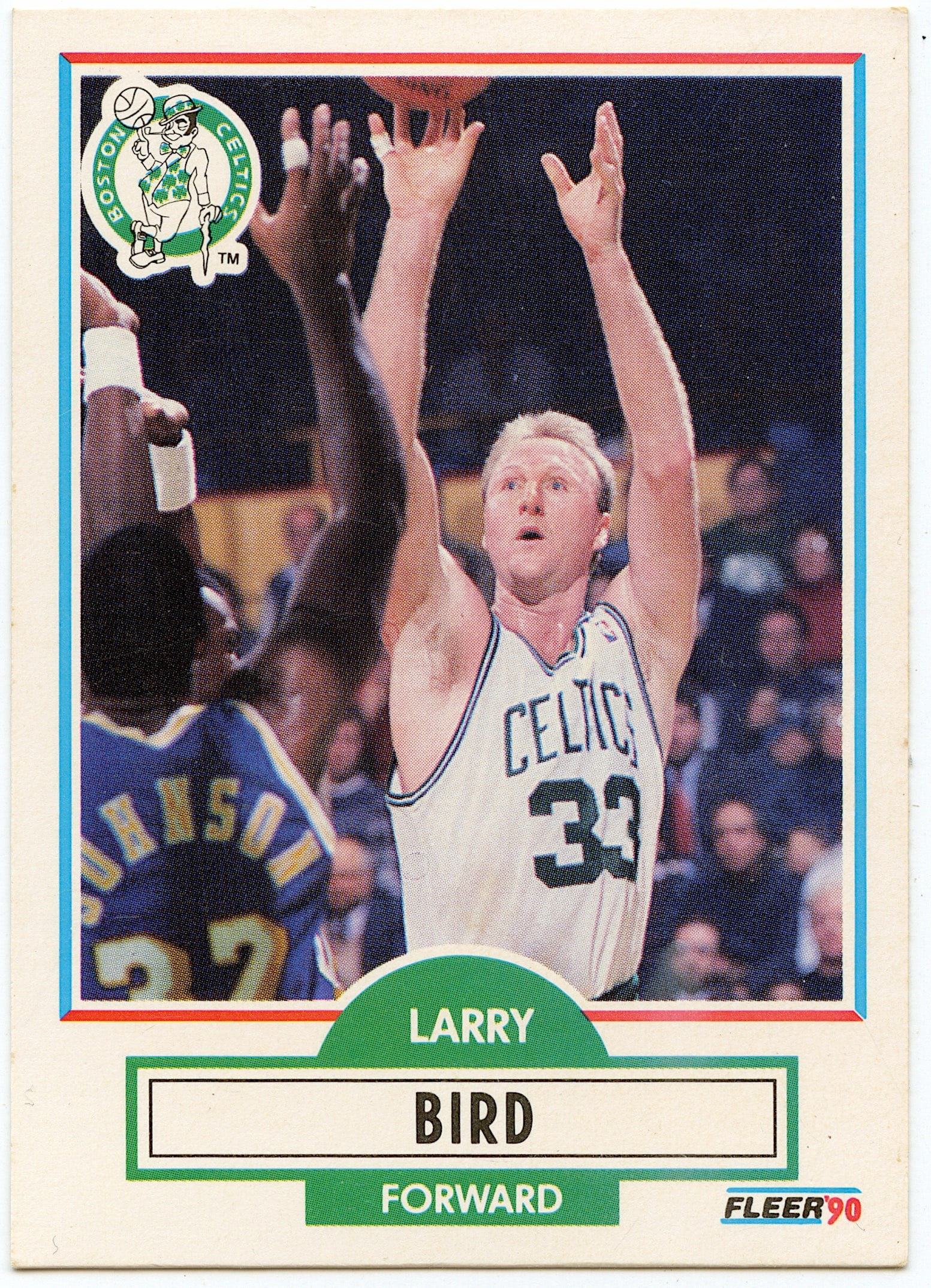 RARE "o" ERROR MISPRINT 1990 Fleer Basketball Larry Bird Card #8 (1 of 2)