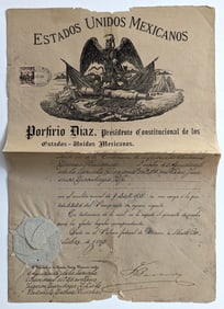 President PORFIRIO DIAZ MEXICO DOCUMENT SIGNED 1898 WITH CO-SIGNERS