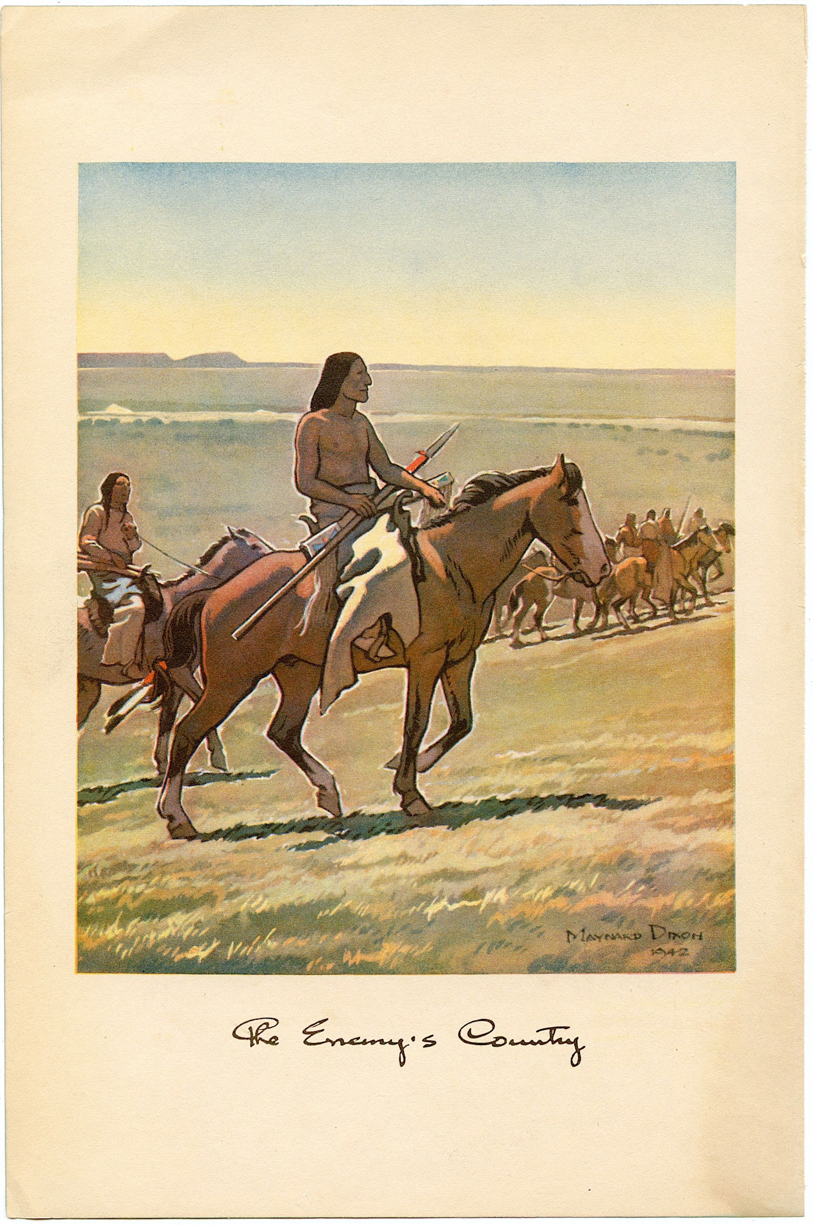 Original Antique Scarce Halftone Litho MAYNARD DIXON: The provenance of this lot is from the estate of a deceased collector in South Florida. The paper dimensions are Approx. 10" x 6.75". We have included quality scans to show it's actual condition. This