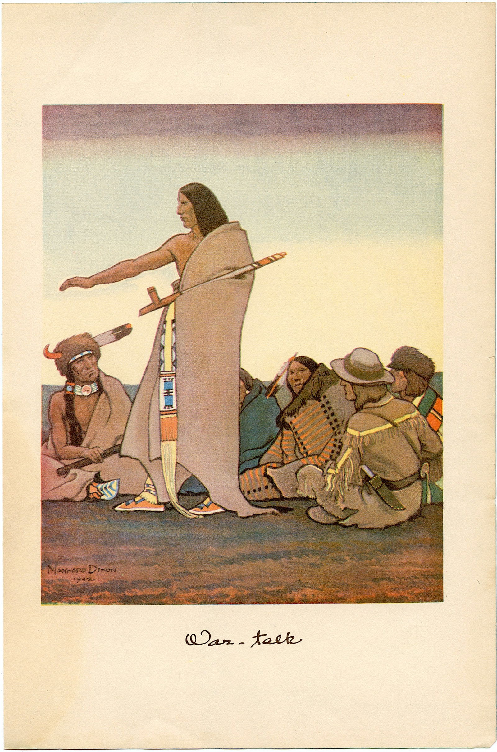 Original Antique Scarce Halftone Litho MAYNARD DIXON: The provenance of this lot is from the estate of a deceased collector in South Florida. The paper dimensions are Approx. 10" x 6.75". We have included quality scans to show it's actual condition. This