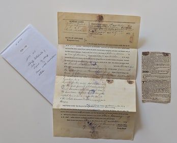 Rare 1839 N.Y. Sheriff Certificate of Sale + Newspaper Article