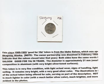 1900-1905 Collectors 10 Cents Token From Idaho Saloon, AK