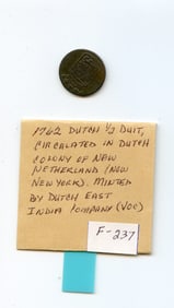 1762 Dutch 1/2 Duit Dutch Colony of New Netherland (Now N. Y.)