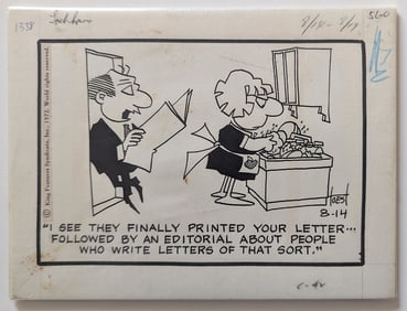 BILL HOEST (1926-1988) Original Ink Drawing The Lockhorns, 1972