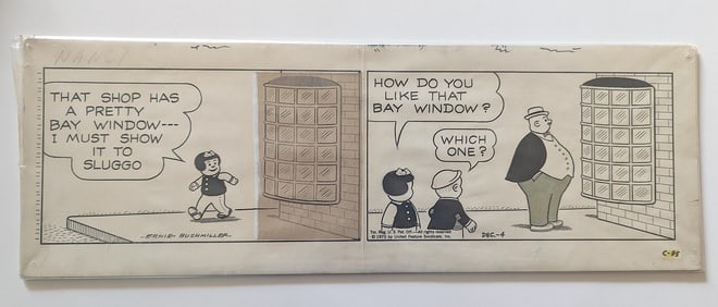 ERNIE BUSHMILLER Original Ink Comic Strip Art for Nancy Daily, 1973