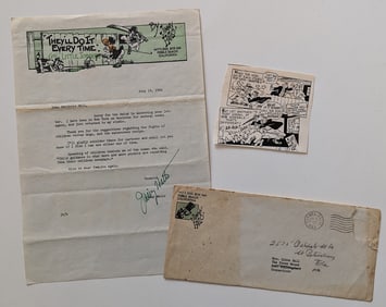 JIMMY HATLO Original Signed Letter & Ink Comic Strip, 1962