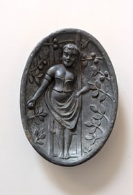 Old Vintage Cast Pewter Risque Humor Trinket Tray Ashtray