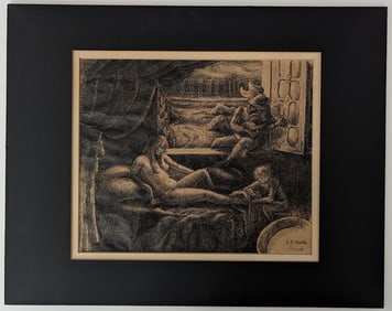 SANTOS DIAZ MARTIN Original Art Ink Drawing Nude