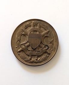Vintage Bronze Military Medal Plaque 20th C.