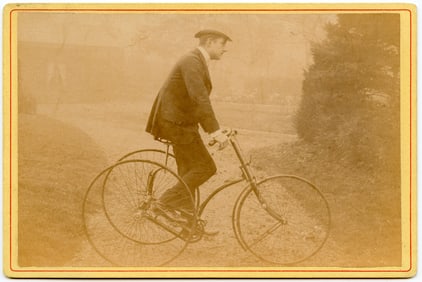 Antique Original Photo-Card Gentleman on His Tricycle