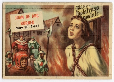 1954 Topps Scoop #87 Joan of Arc burned