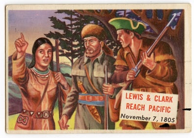 1954 Topps Scoops #94 Lewis Clark Sacagawea Reach Pacific
