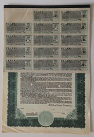 Original The Clark Estate Company Bond US$500