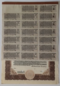 Original The Clark Estate Company Bond US$100