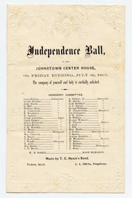 Original Very Rare  Independence Ball Invitation Civil War, 1863