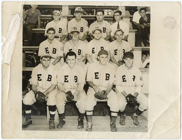 Original Vintage Photo Baseball Team Builders Electric Boat 1950s