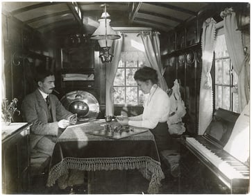 Original Vintage Photo Mr. & Mrs. Richmond in Their Caravane Home