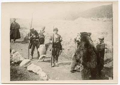 Original Photo European Gypsies with Bears