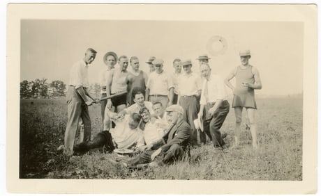 Original Photo Men Group Playing Baseball