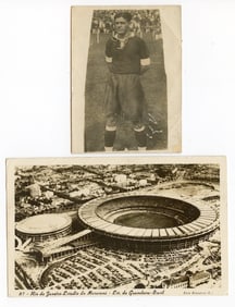 Original Photo Set 2 Old Ephemera South America Soccer Brazil