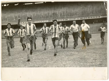 Original Vintage Photo Soccer Team Practice Possible Messi