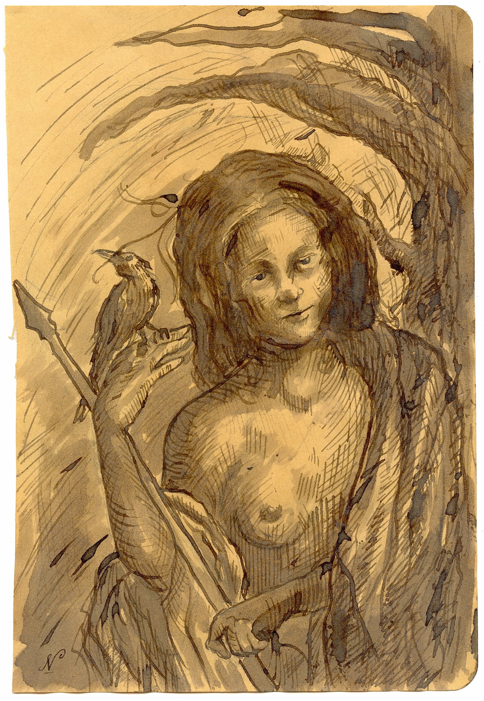 Original Art Halloween Painting NICOLAUS PINXIT Listed: Nicolaux is a prominent Colombian artist following and amphasizing drama and depth, the Renaissance techniques of tenebrism chiaroscuro artists like the Italian Caravaggio (1571 - 1610) and later the 