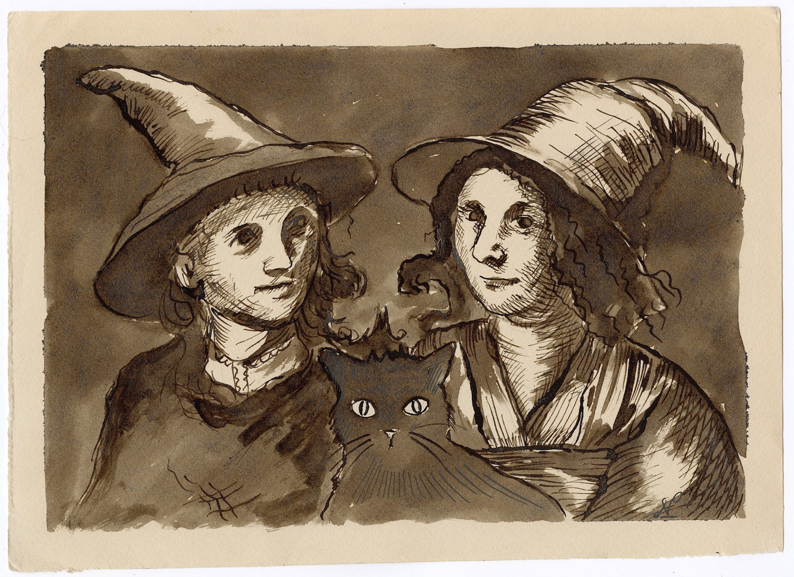 Original Art Halloween Painting NICOLAUS PINXIT Listed: Nicolaux is a prominent Colombian artist following and amphasizing drama and depth, the Renaissance techniques of tenebrism chiaroscuro artists like the Italian Caravaggio (1571 - 1610) and later the 