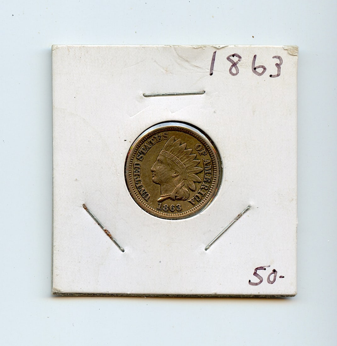 Collectors US Coin Indian Cent 1863: This coin is from the estate of deceased collector in South Florida. Some of these coins are showing the historical Ref. sugested price (years ago) by the last owner. We have included quality images t