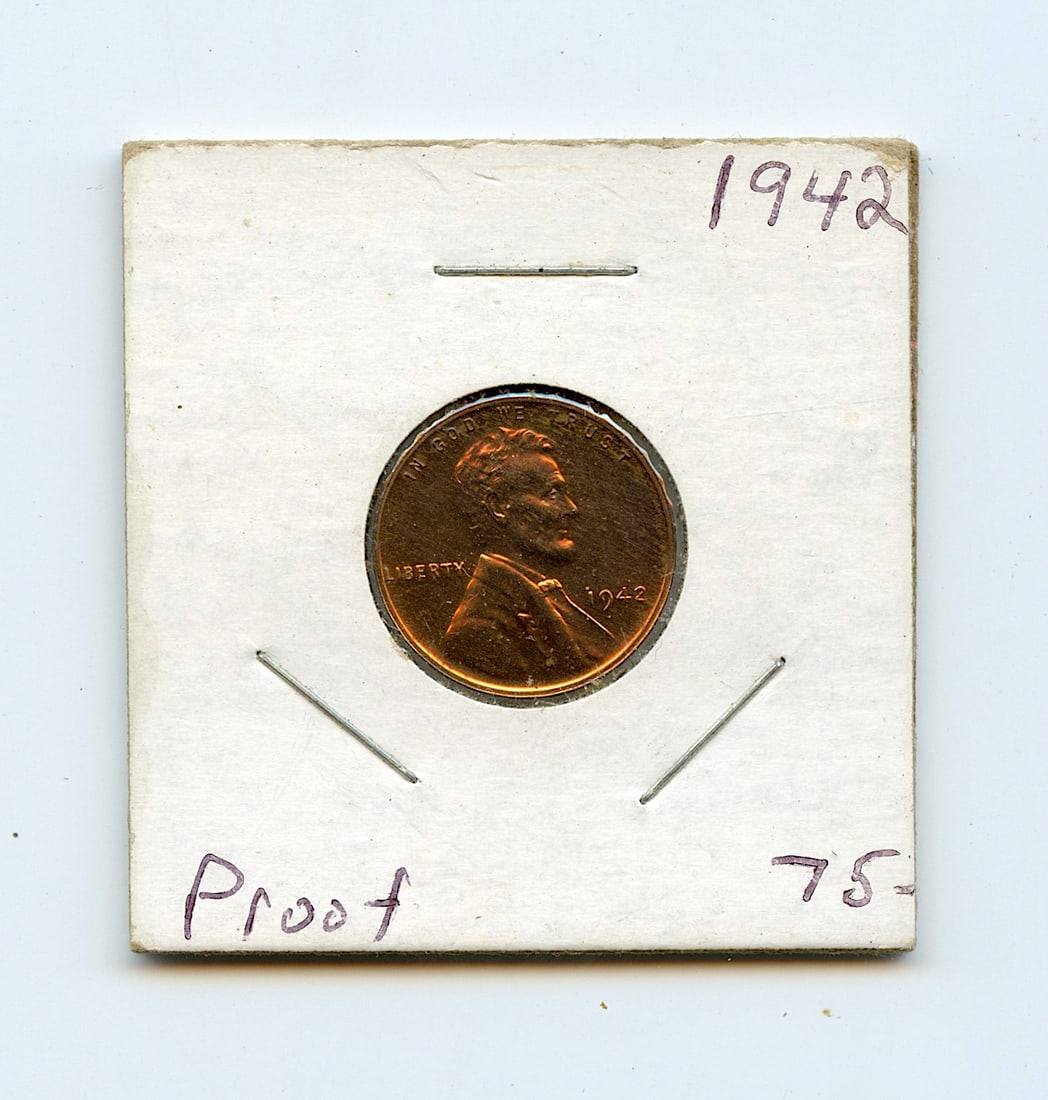 Collectors US Coin Lincoln Cent 1942 Proof: This coin is from the estate of deceased collector in South Florida. Some of these coins are showing the historical Ref. sugested price (years ago) by the last owner. We have included quality images t