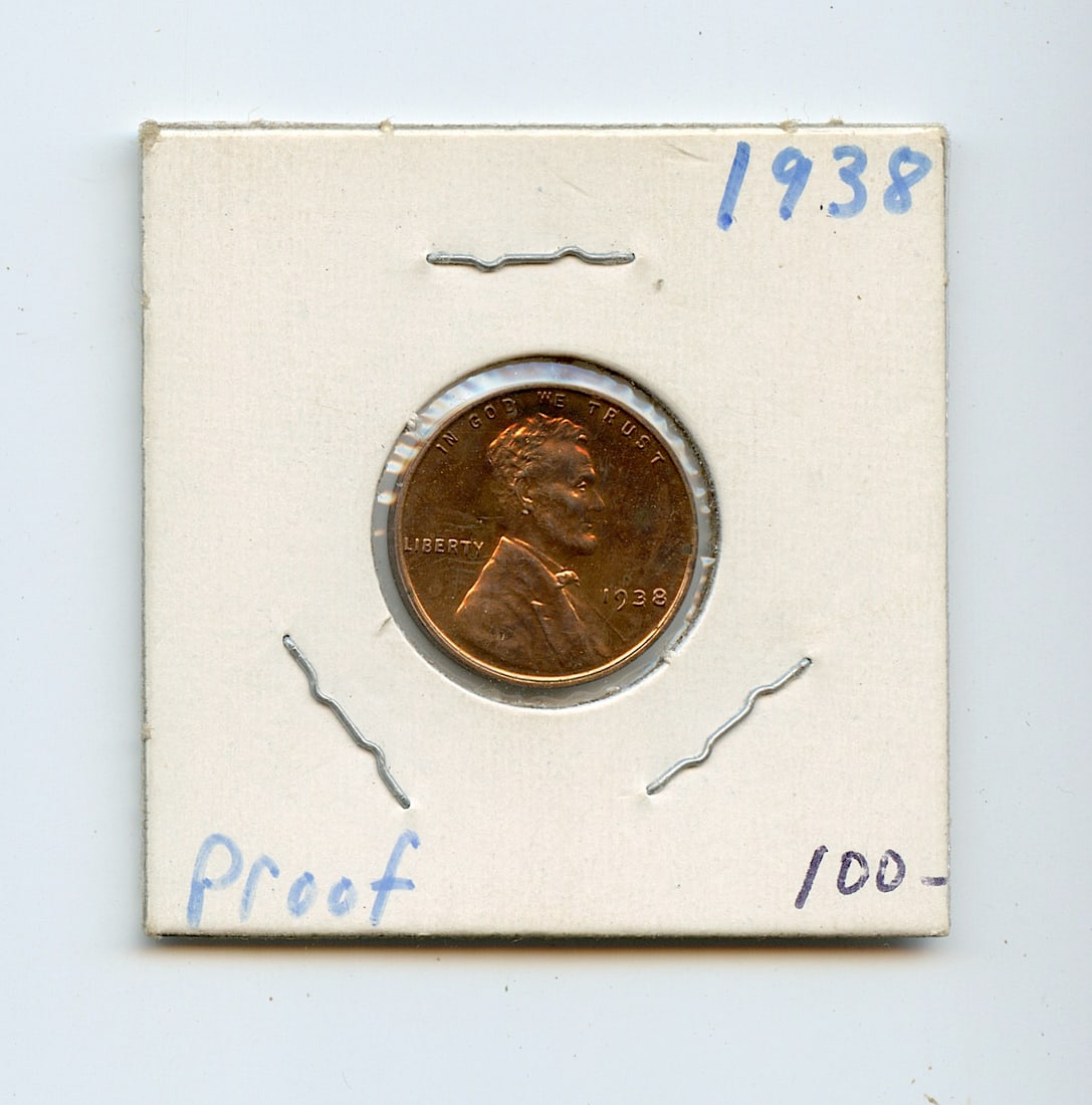 Collectors US Coin Lincoln Cent 1938 Proof (1 of 2)