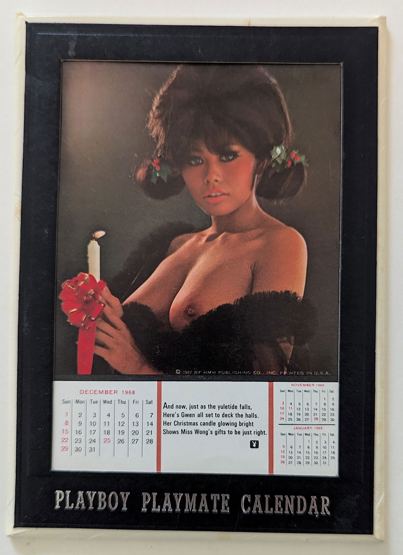 Playboy Playmate Calendar Cabinet Card 1968 -  8" x 5.5" (1 of 2)