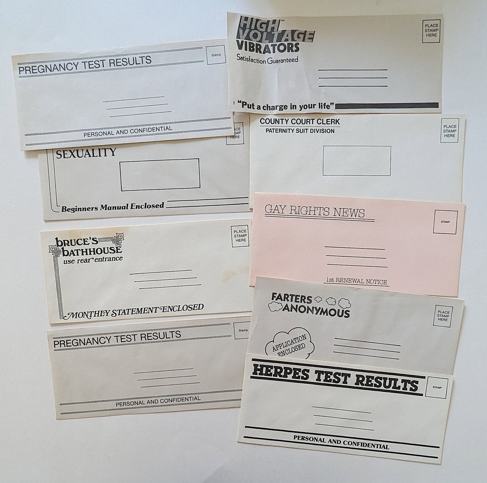 Vintage Sexuality Ephemera Envelopes: The provenance of this lot is from the estate of "Speakeasy Antiques" in New York. We have included quality scans to show it's actual condition. This lot is located in Boca Raton, Fl and its shipment 