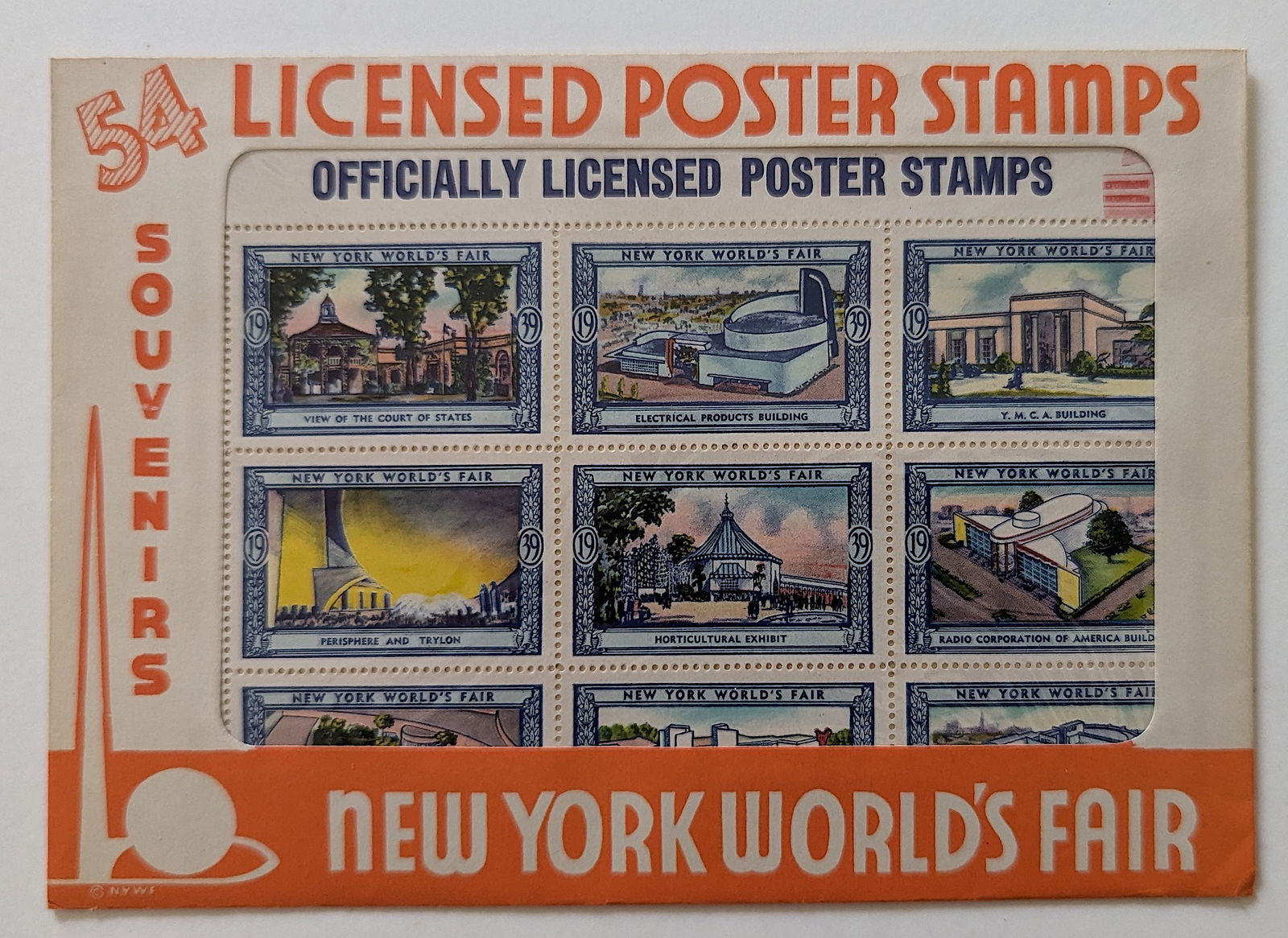 NY WORLD'S FAIR 1939 SHEET OF 54 POSTER STAMPS (1 of 2)