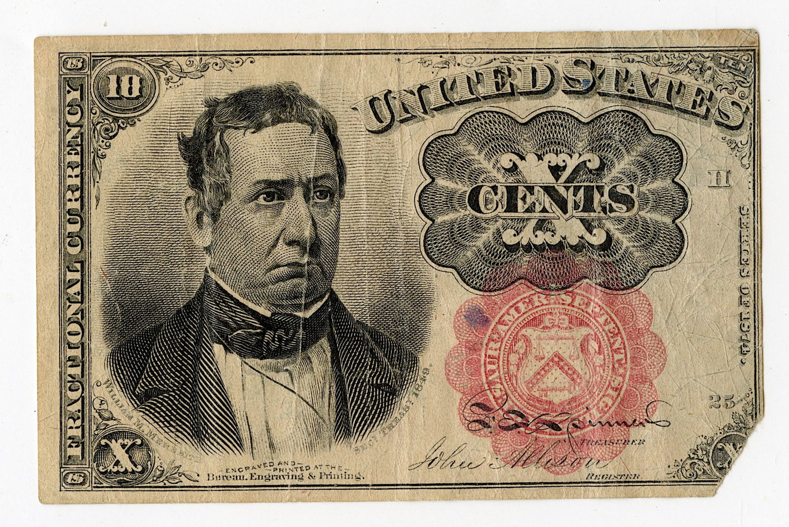 1874–1876 10 Cents Fractional Currency Note (1 of 2)