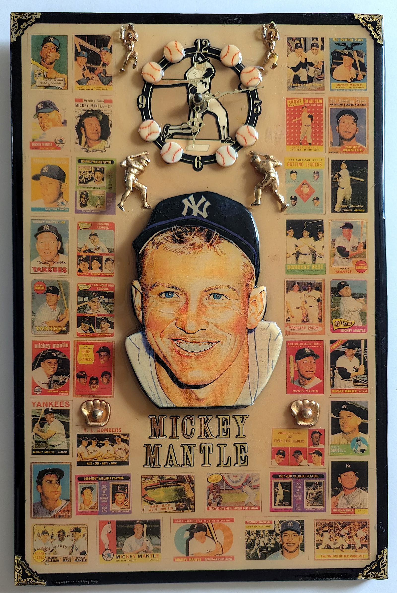 Vintage MICKEY MANTLE Topps New York Baseball Wall Clock: Provenance from a deceased collector in South Florida. We have included quality images to show it's actual condition. The dimensions are Approx. 18" x 12". This lot is located in Boca Raton, Fl and it
