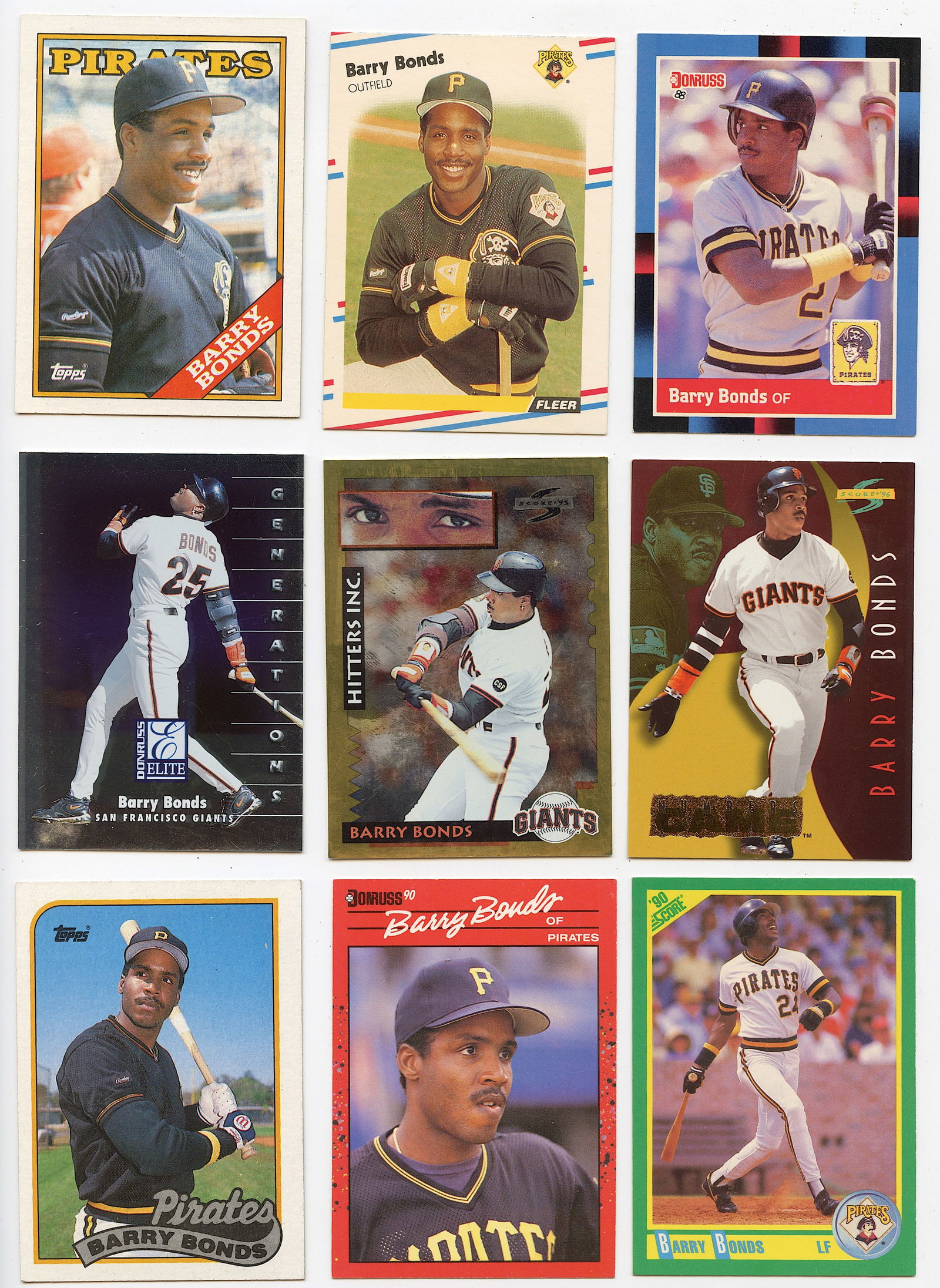 Set with 9 Original BARRY BONDS Baseball Cards (1 of 2)